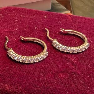 Sterling silver and cubic zirconia hoop earrings